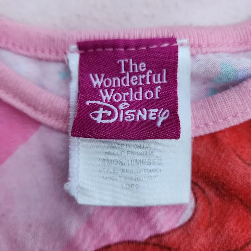 Disney Princess Ariel The Little Mermaid Pink Ruffle Pajama Top Only Size 18M